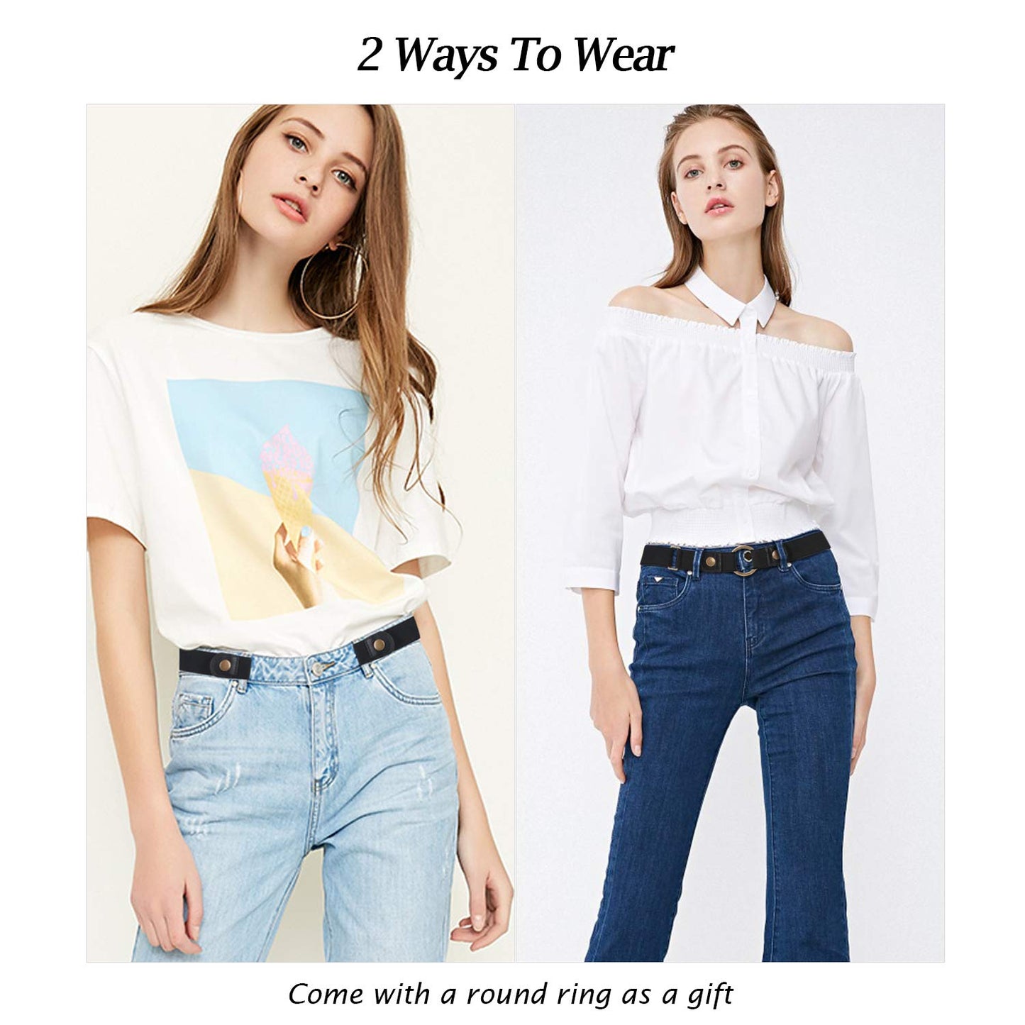 SUOSDEY No Buckle Ladies Elastic Belt for Women Mens | Invisible Jeans Pants Dress Stretch Waist Belt up to 64"