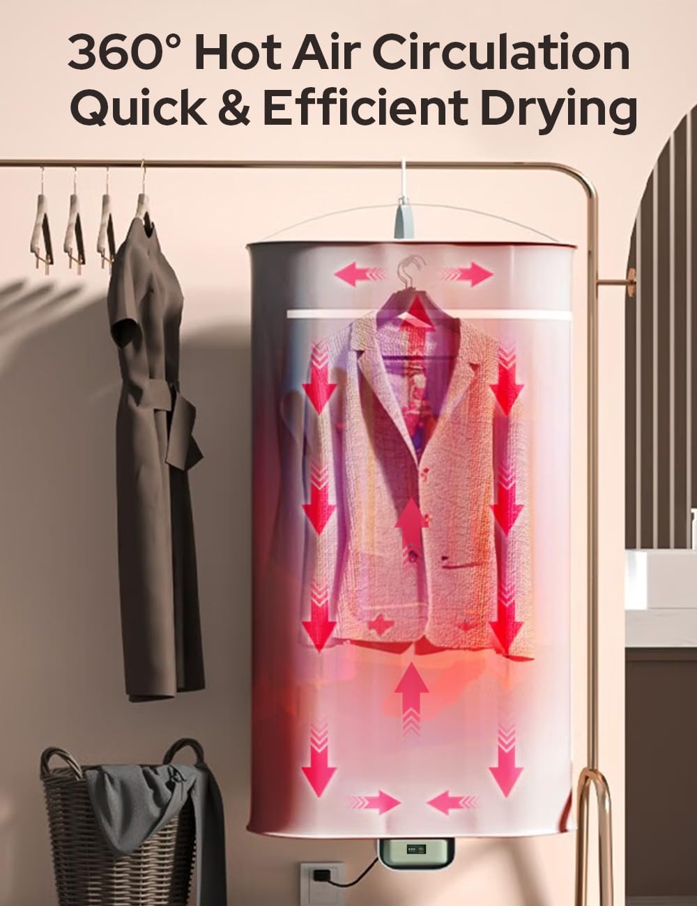 CostarMatter Hangable & Foldable Warmer for Clothes, Underwear, Baby Clothes | Mini Portable Heater with Timer