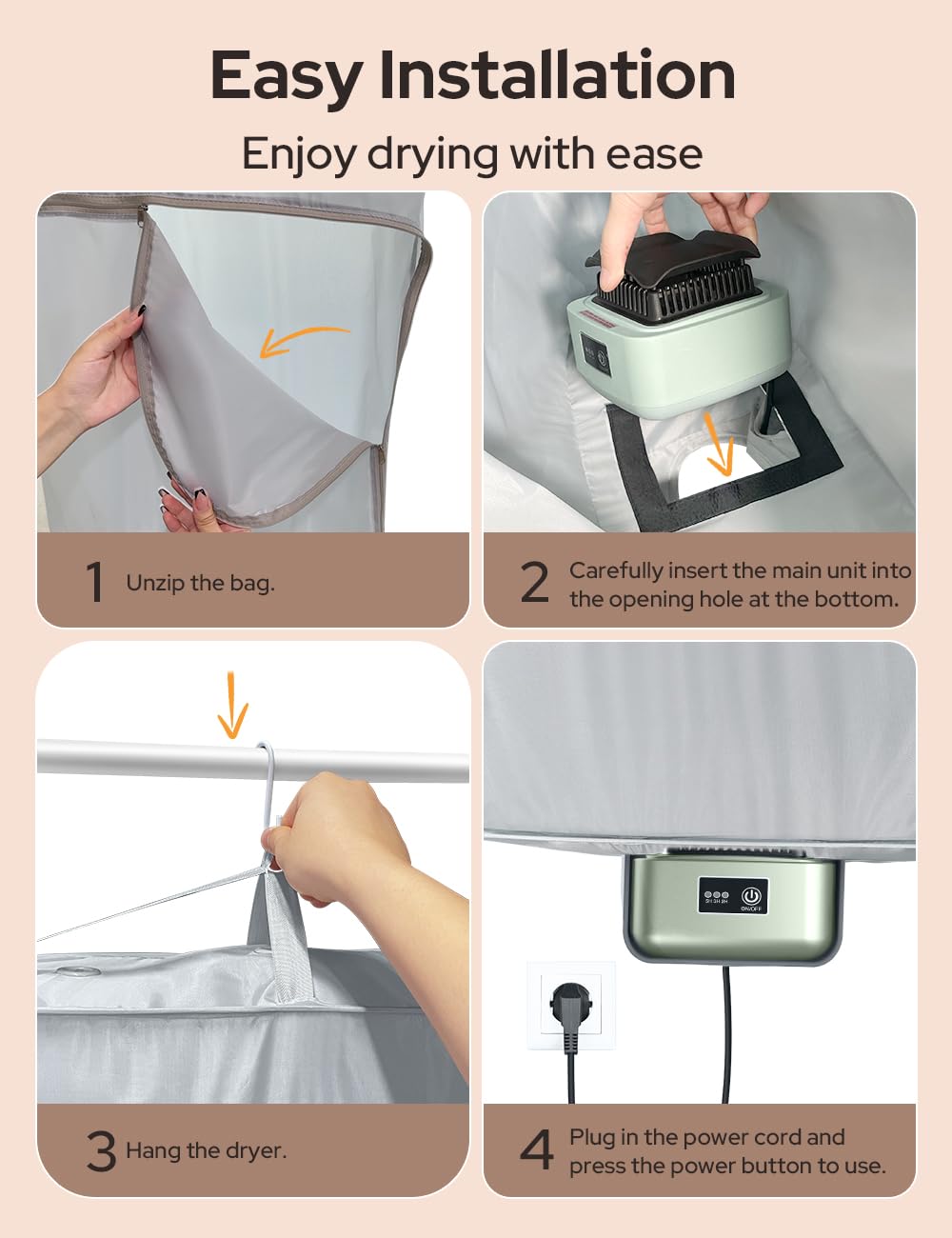 CostarMatter Hangable & Foldable Warmer for Clothes, Underwear, Baby Clothes | Mini Portable Heater with Timer