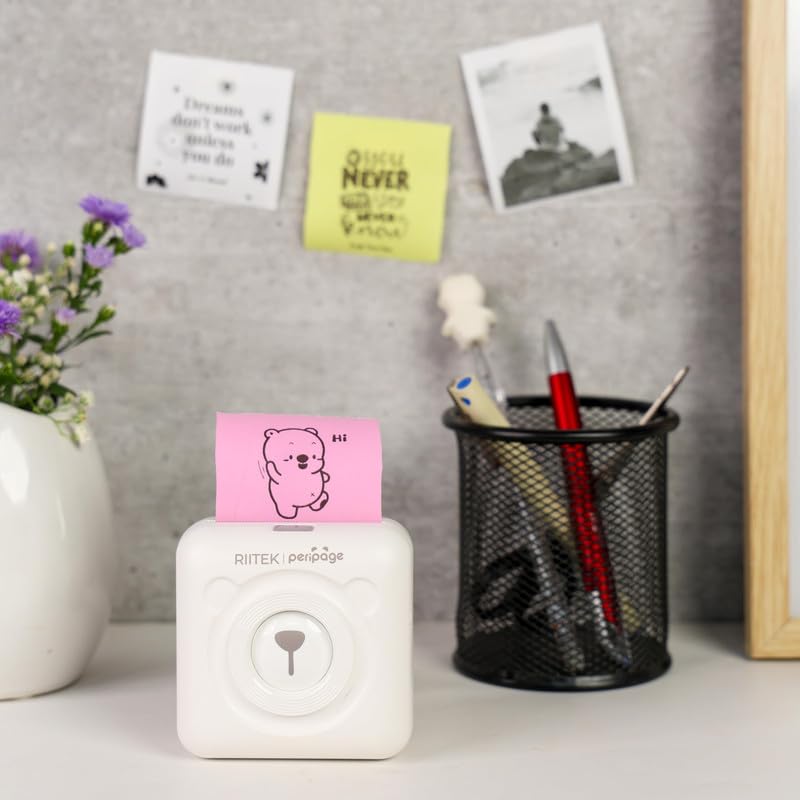 RIITEK Ultra HD Resolution A6 Mini Printer | Wireless Bluetooth Portable Inkless Printer | Printing Label, Sticker, Photo, QR Code, Receipt (1 Year Warranty)