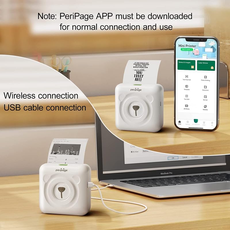 RIITEK Ultra HD Resolution A6 Mini Printer | Wireless Bluetooth Portable Inkless Printer | Printing Label, Sticker, Photo, QR Code, Receipt (1 Year Warranty)