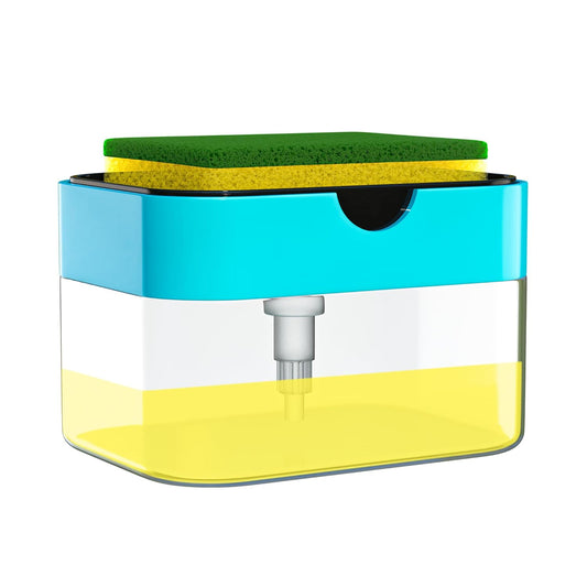 SWAPKART 2 in 1 Soap Dispenser for Bathroom | Dishwasher Liquid Holder | 400 ML with Sponge Holder | Kitchen Sink Accessories Items