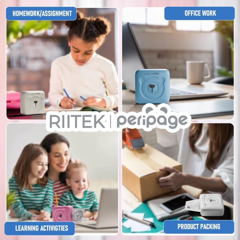 RIITEK Ultra HD Resolution A6 Mini Printer | Wireless Bluetooth Portable Inkless Printer | Printing Label, Sticker, Photo, QR Code, Receipt (1 Year Warranty)