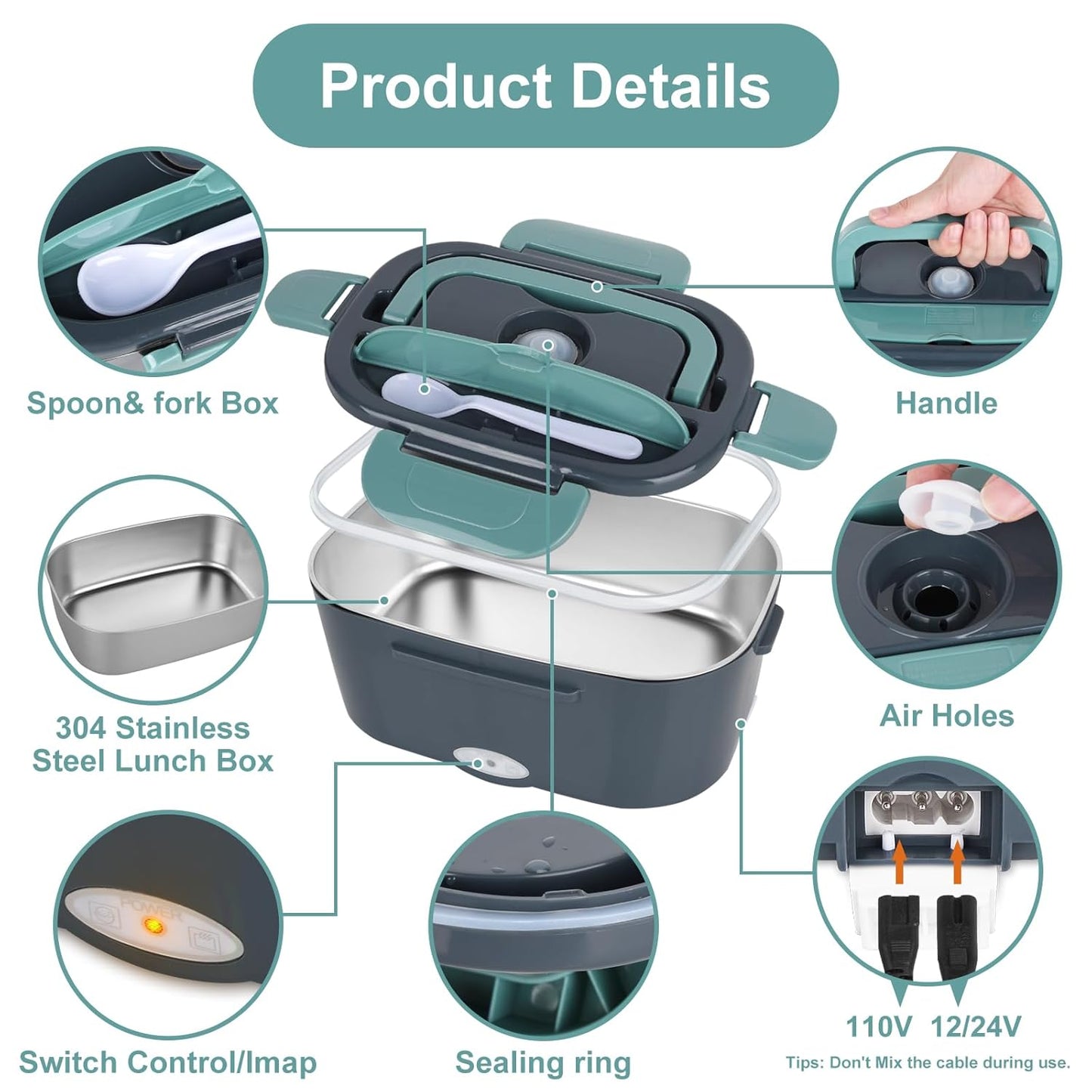 Herrfilk 1.5 Liters Patented Electric Lunch Box | Portable Food Heater | Leak Proof, Lunch Heating Microwave