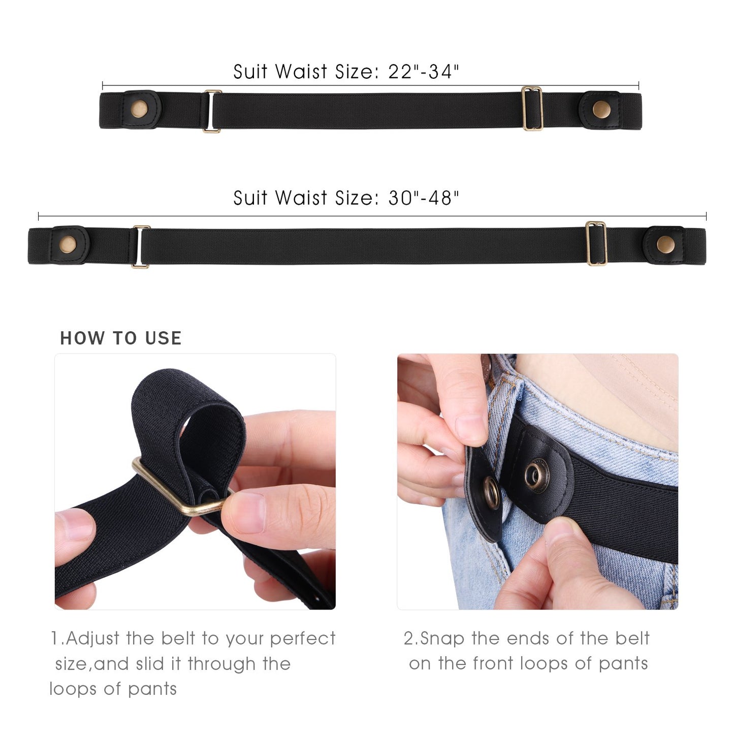 SUOSDEY No Buckle Ladies Elastic Belt for Women Mens | Invisible Jeans Pants Dress Stretch Waist Belt up to 64"