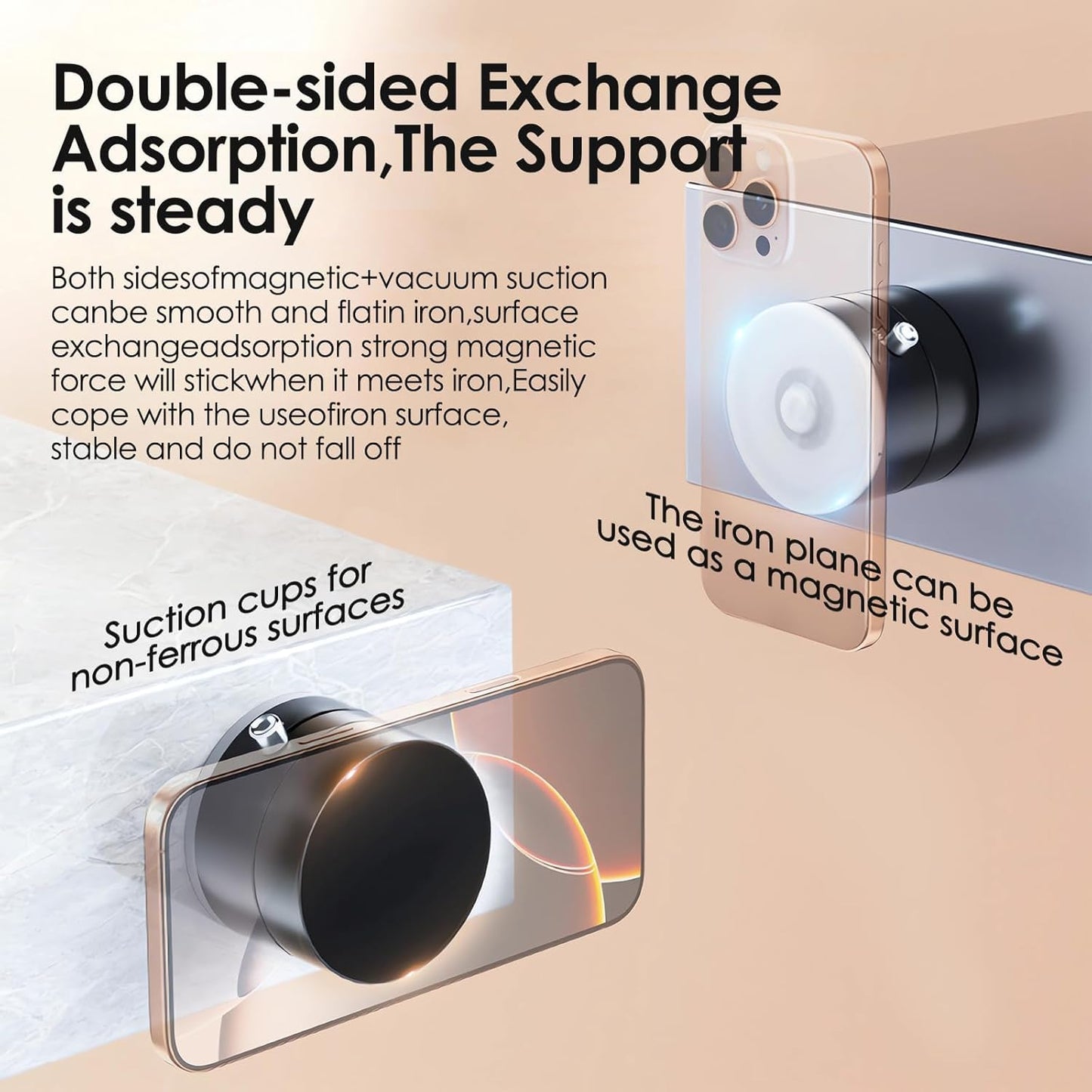 Magnetic Car Mobile Holder For Dashboard Vacuum Suction | Hand Free Magnetic Cell Phone Stand With Strong Grip | For Car, Gym, Office Table